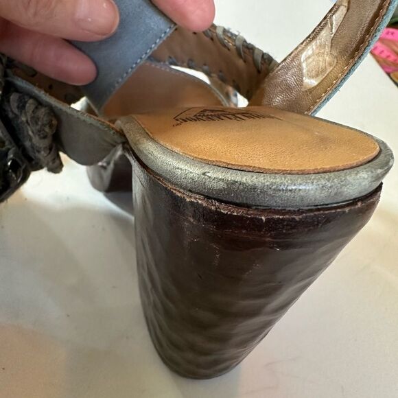 JOHN FLUEVOG Women's Hopscotch Tuggawar Strappy Heeled Sandal Blue Size 7.5 - Picture 14 of 16